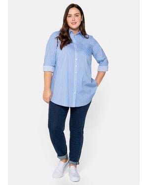 Sheego Gestreifte Bluse - Blau