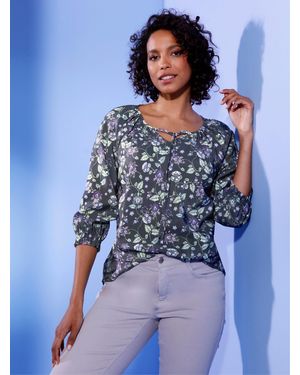 CREATION L PREMIUM Druckbluse - Grau