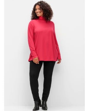 Sheego Rollkragenshirt - Rot