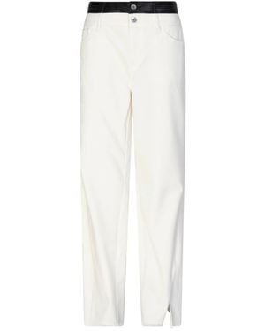 Circular Path Loose Denim Wide Leg Trousers - White