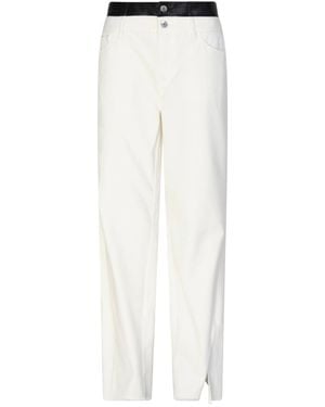 Circular Path Loose Denim Wide Leg Pants - White