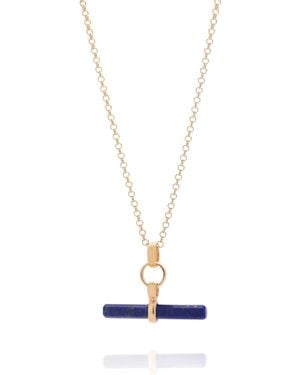Nellou Jewellery Lapis T Bar Necklace Plated Sterling - Metallic