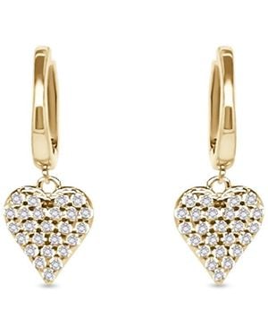 Clemence Wren Sparkly Heart Charm Hoop Earrings - Metallic