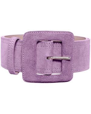 BeltBe Suede Square Buckle Belt - Purple