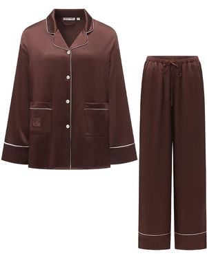 NOT JUST PAJAMA Timeless Collection Silk Long Pyjama Set - Brown