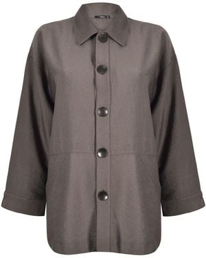 Oh!Zuza Neutrals Echo Viscose Shirt With Pockets – Cocoa - Grey