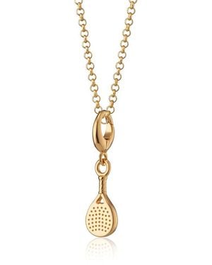 Lily Charmed Plated Padel Racket Charm Necklace - Metallic