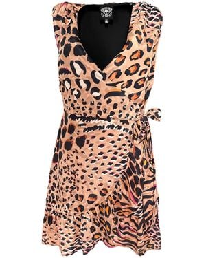 Any Old Iron Neutrals Neutral Animal Wrap Dress - Multicolour