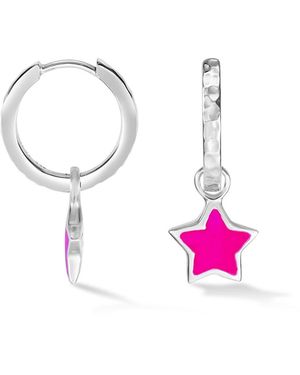 Dower & Hall Enamel Narrative Star Huggie Hoops - Multicolour