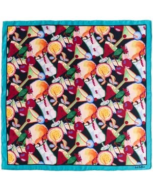 Lost Pattern Party Time Silk Bandana Scarf - Blue
