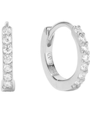 Vanhi Kiki Crystal Huggie Earrings - White