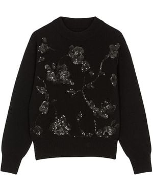 Yumi' Relaxed Knitted Jumper With Sequin Detail - Black