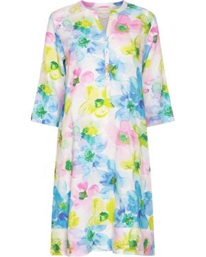 NoLoGo-chic Murano Print Tunic Classic Dress Linen Multi - Blue