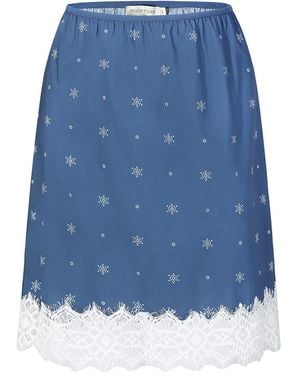 NUAJE NUAJE Soleil Lace Trim Cotton Skirt - Blue