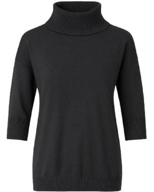 Conquista Elegant Charcoal Knit Top With Soft Turtleneck - Black