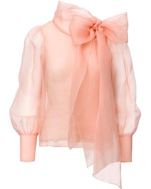 Lita Couture Sheer Organza Silk Blouse - Pink