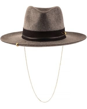 Shaded the Label Kynance Wool Fedora Hat With Sterling Jewellery - Brown