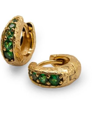Claire Hill Designs Emerald Huggie Hoop Earrings - Metallic