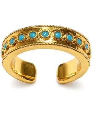 Aurozia Lotus Within Vermeil Starlight Dew Adjustable Open Ring - Metallic