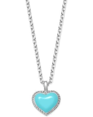 Grosse Platinum & Light Enamel Heart Necklace, Series Pop Heart - Blue