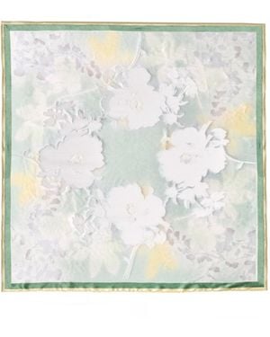 Asyii Neutrals Frosted Petal Devore Silk Square Scarf - Multicolour