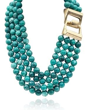 Michael Nash Jewelry Irena Four Strand Resin Bead Nesting Necklace - Blue