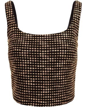 AVENUE No.29 Tweed Cropped Blouse With Metallic Zipper - Black