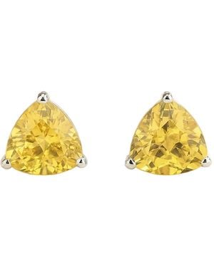 Juvetti Trillion Sapphire Solitaire Stud Earrings - Yellow