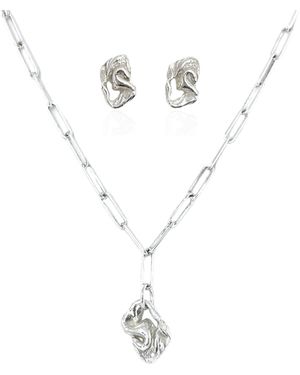 Bio-Trimmings Carrara Necklace & Earrings Set - Metallic