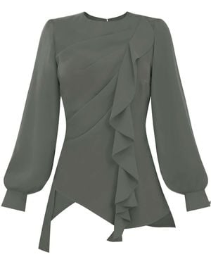 Tia Dorraine Dress To Impress Asymmetric Blouse - Gray