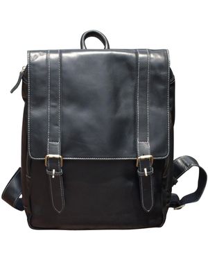 Touri Genuine Leather Backpack With Straps Detail - Black