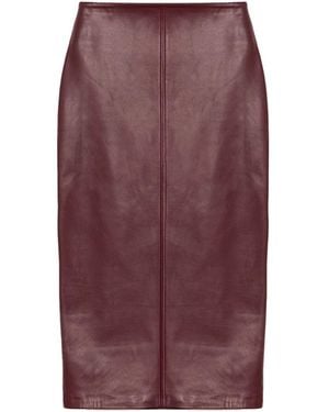 Peploum Rothen Sleek Lambskin Leather Skirt - Purple