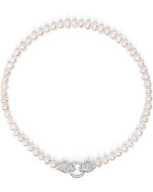 Nialaya Pearl Choker With Double Panther Head - Metallic