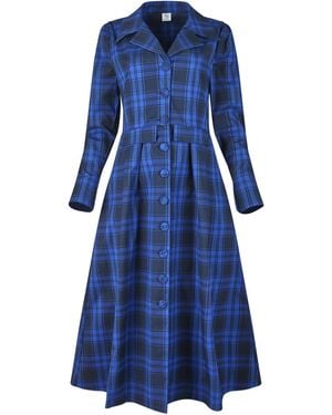 NUMBAT Cora Tartan Rain Coat – Royal & Dark - Blue