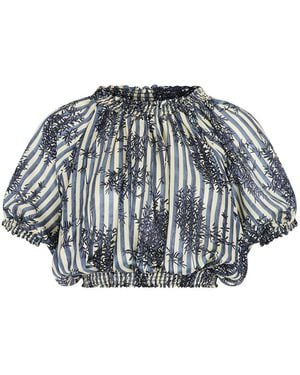 Aguaclara Mandarin Crop Top - Blue