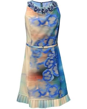 Lalipop Design Stylised Floral Print Mini Dress - Blue