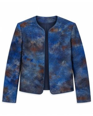 Stovaria Midnight Pure Silk Statement Jacket - Blue