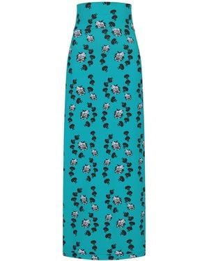 Sophie Cameron Davies Floral Maxi Jersey Skirt - Blue