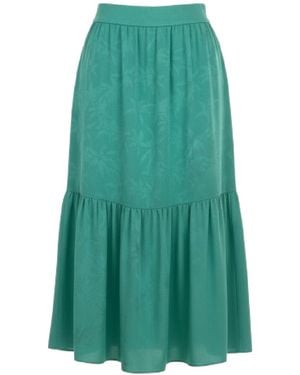 Conquista Emerald Tiered Midi Skirt - Green