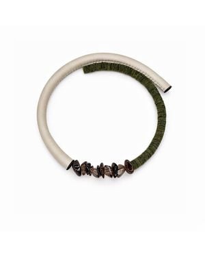 WAIWAI Off Moss Choker With Smoky Quartz Crystals - Metallic