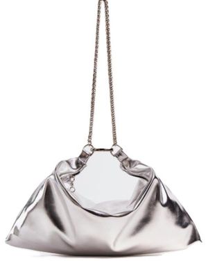 Springmoonatelier Metallic Faux Leather Shoulder Bag - White