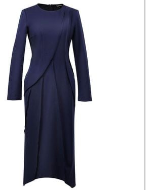 Smart and Joy Asymmetric Structural Lines Dress - Blue