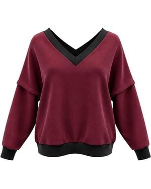 BEIRA Victoria V-Neck Sweatshirt – Burgundy - Red
