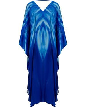 Belyed Handcraft Siren – Chic & Elegant Silk Printed Kaftan By Belyed - Blue