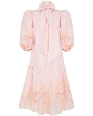 Lisa The Label Le Jardin Papillon Bow Shirt Dress - Pink
