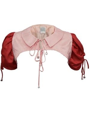 Shinaraa Bubble Sleeve Crop Bolero Jacket - Red