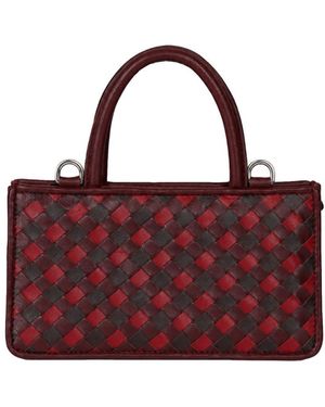 F3Rog by Rana Burgundy & Woven Leather Crossbody Piraye Bag - Red