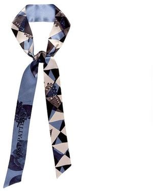 Lost Pattern Prism Silk Skinny Scarf - Blue