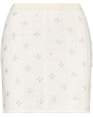 Amy Lynn Neutrals Lucia Cream Crochet Embellished Mini Skirt - White