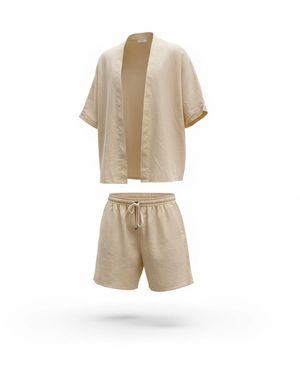 ORIGIN OF HEARTS Neutrals Vela Linen Resort Co-Ord Set - Natural